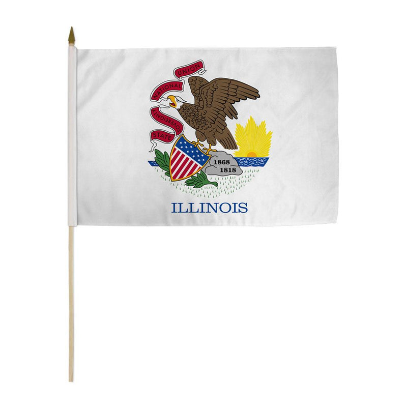 Illinois Stick Flags - 12''x18'' Rough Tex ®68D