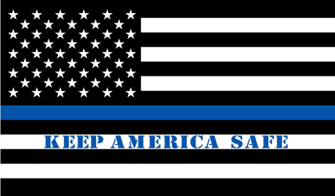Police Memorial Keep America Safe KAS 3'X5' Flag Rough Tex® 68D Nylon USA Thin Blue Line