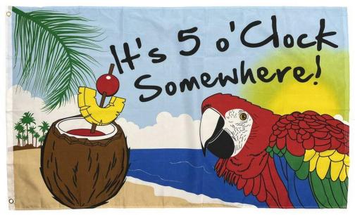 It's 5 O'clock Somewhere  3'X5' Flag ROUGH TEX® 68D Key West Beach Parrot