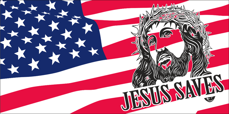 Jesus Saves Christian USA American Made Bumper Stickers Wholesale Pack of 50 (3.75"x7.5")