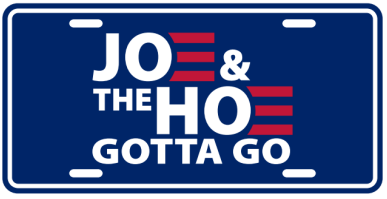 Joe and The Hoe Gotta Go Navy Blue Embossed License Plate