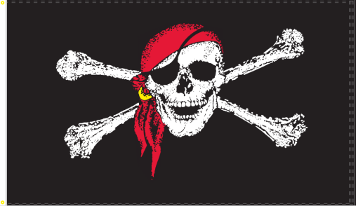 Jolly Roger Red Bandana 3'X5' Flag ROUGH TEX® 100D