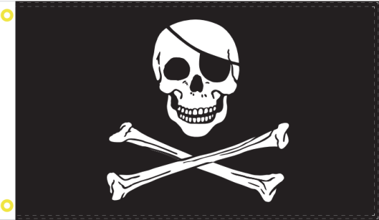 Jolly Roger Pirate 12"x18" Double Sided Flag With Grommets ROUGH TEX® 100D
