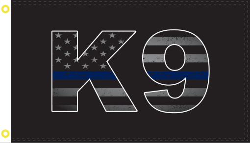 K9 Blue Line Black Tactical 3'X5' Flag ROUGH TEX® 100D