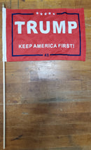 Stick Flags Gold Painted Wood Spear Collectors Items Red TRUMP 2020 AMERICA FIRST! - 12x18 Rough Tex ®