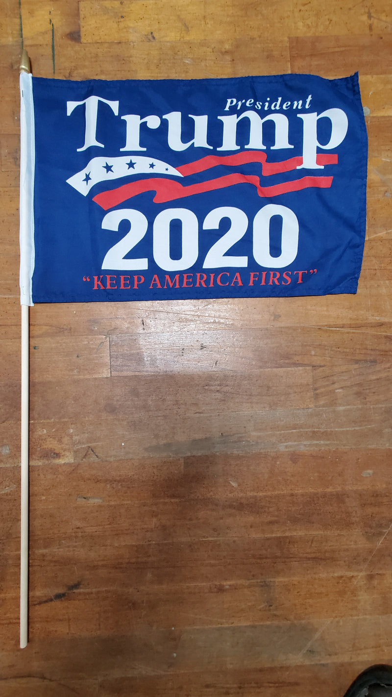 Stick Flags Blue PRESIDENT TRUMP 2020 KEEP AMERICA FIRST- 12x18 Rough Tex ®