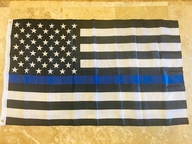 USA POLICE MEMORIAL KNIT NYLON 3'X5' ROUGH TEX FLAG