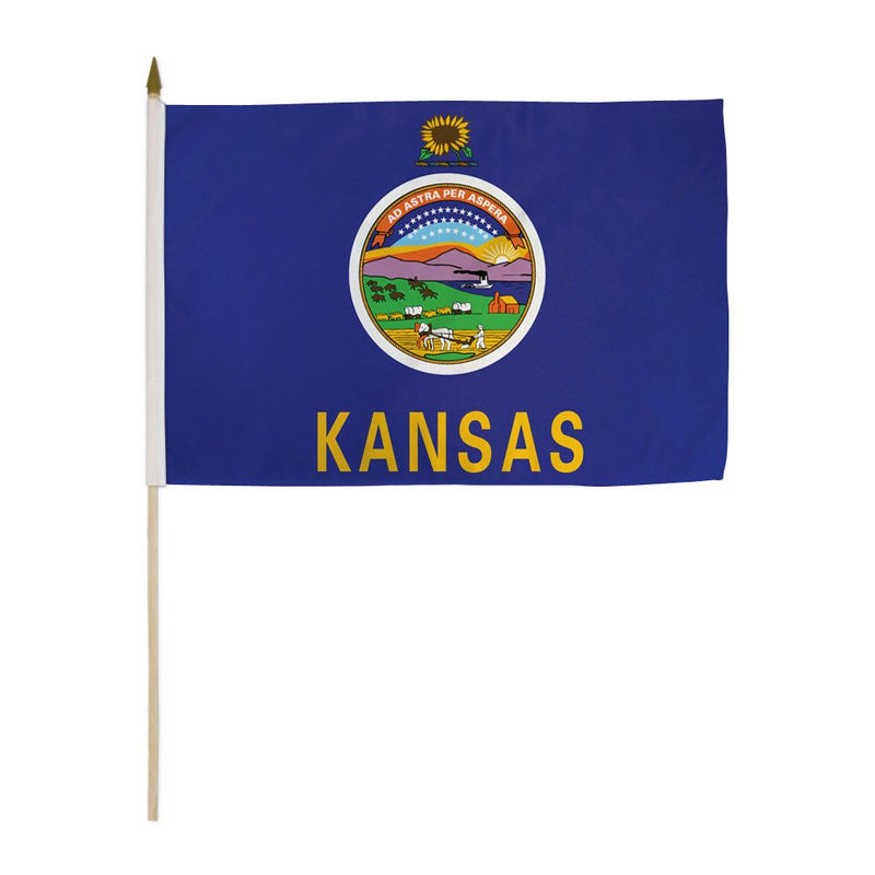 Kansas Stick Flags - 12''x18'' Rough Tex ®68D