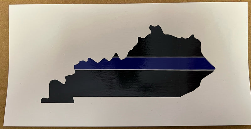 Kentucky Map Police Blue Line Bumper Sticker