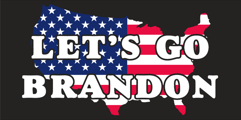LET'S GO BRANDON USA American Flag Map Official Black Bumper Stickers Wholesale Pack of 50 (3.75"x7.5") TRUMP