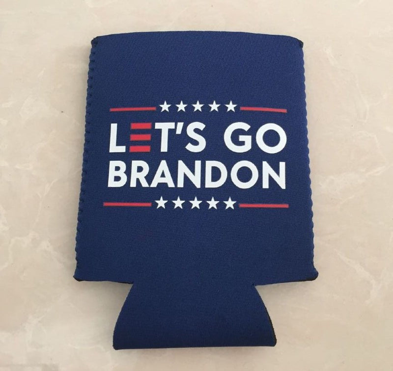 Let's Go Brandon Blue Can Holders Wholesale Pack of 12 (Neoprene Rough Tex) TRUMP Dozen Koozies