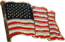 Waving American USA Flag Cloisonné Hat & Lapel Pin