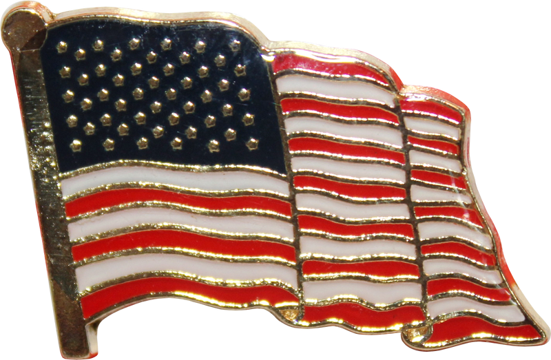Waving American USA Flag Cloisonné Hat & Lapel Pin
