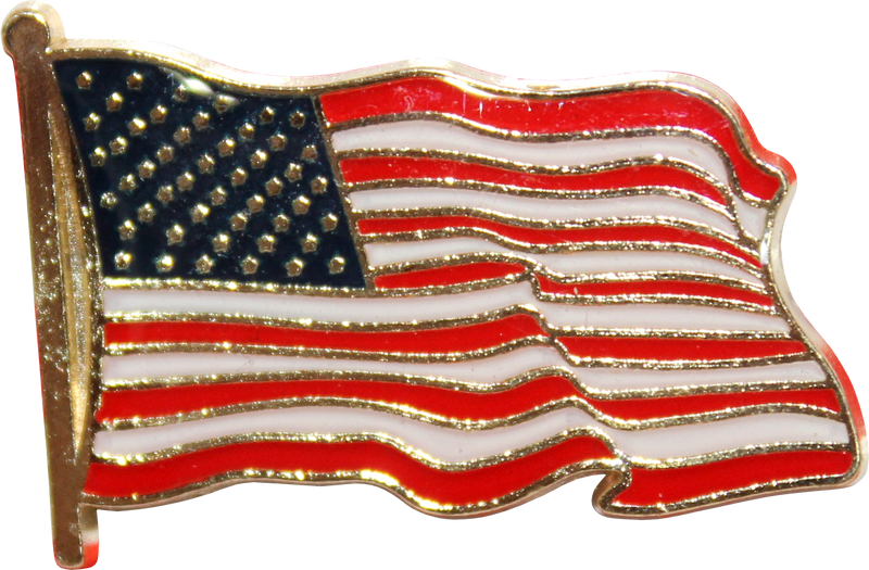 Waving American USA Flag Cloisonné Hat & Lapel Pin II