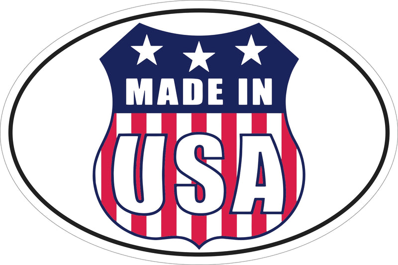 Made In The USA Oval Shield Bumper Sticker