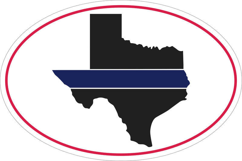 Texas Blue Line Oval Police Bumper Sticker
