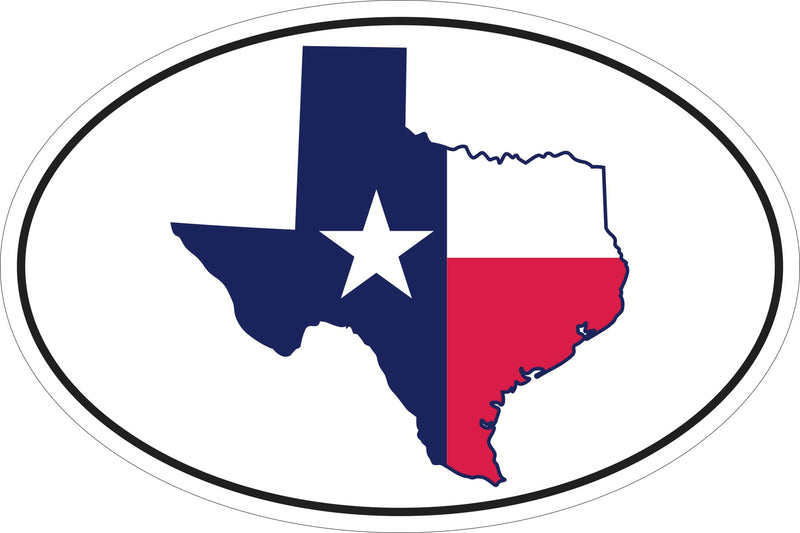 Texas Oval State Flag Map Bumper Sticker