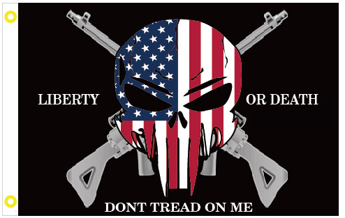Liberty or Death USA Punisher Don't Tread On Me 2'x3'  Double Sided Flag Rough Tex® 100D