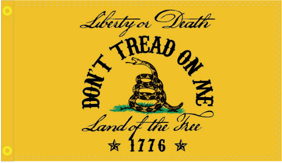 Liberty or Death Don't Tread On Me 1776 Golden 3'X5' Flag Rough Tex® 100D With Sleeve and Grommets