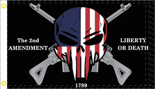 Liberty Or Death USA Skull 3'x5' Flag ROUGH TEX® 68D Nylon