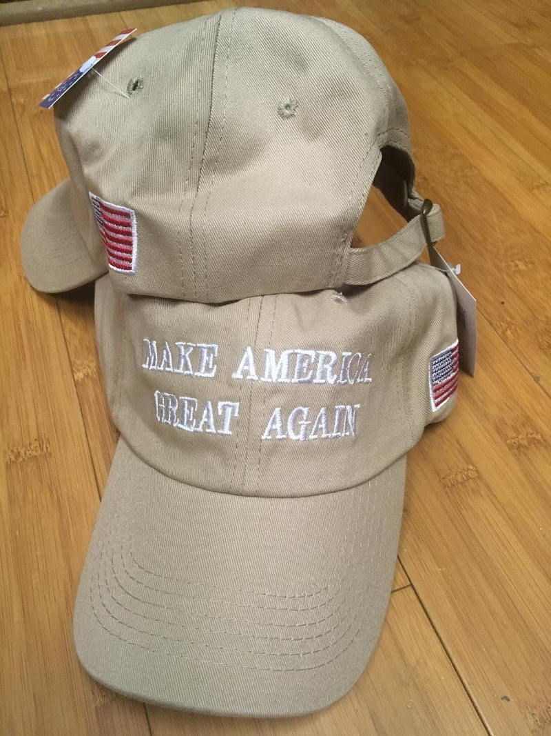 KHAKI MAGA MAKE AMERICA GREAT AGAIN CAPS TRUMP HATS