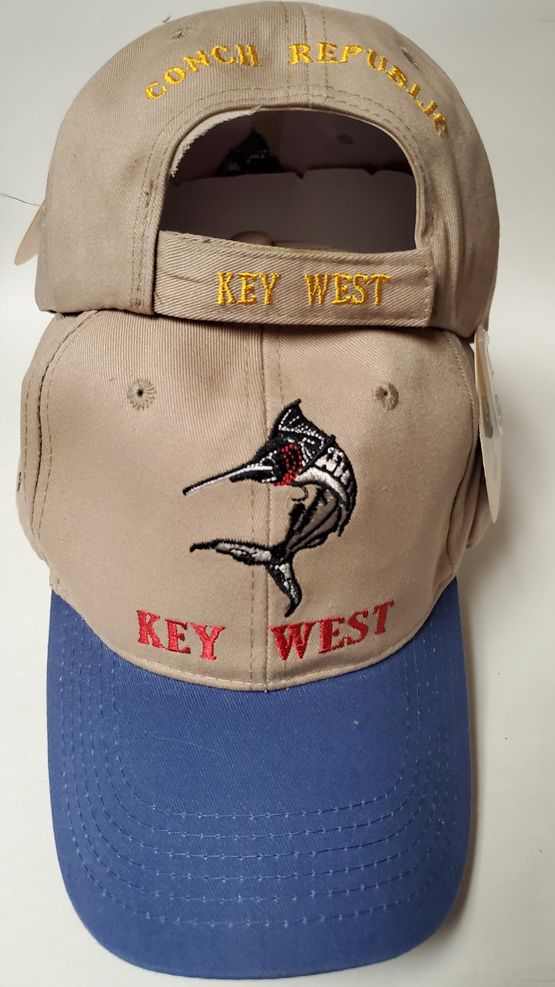 Conch Republic Key West Marlin Khaki Embroidered Cap
