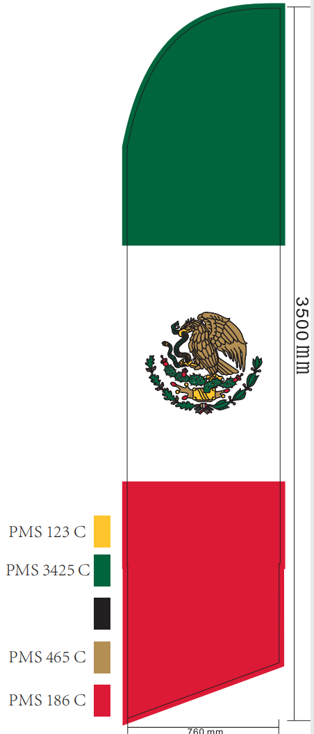 Mexico 11.5'x2.5' Swooper Flag Rough Tex® Knit Feather