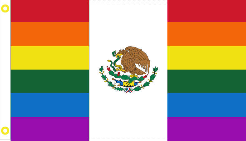 MEXICAN PRIDE RAINBOW (GAY) FLAG OF MEXICO OFFICIAL LGBT MX 3'X5'