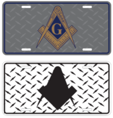 Masonic Silver Diamond Embossed License Plate