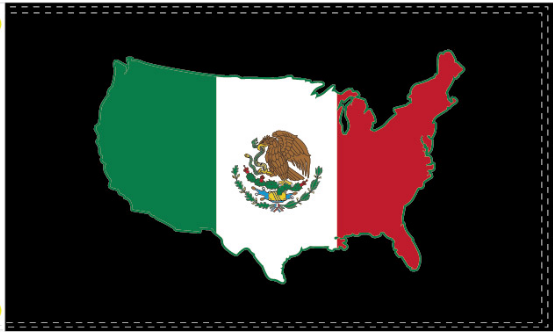 Mexico USA Map 3'X5' Flag Rough Tex® 100D