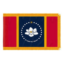 Mississippi Magnolia State Flag 3'X5' ® 200D NYLON DBL SD WITH Grommets & Gold Fringe