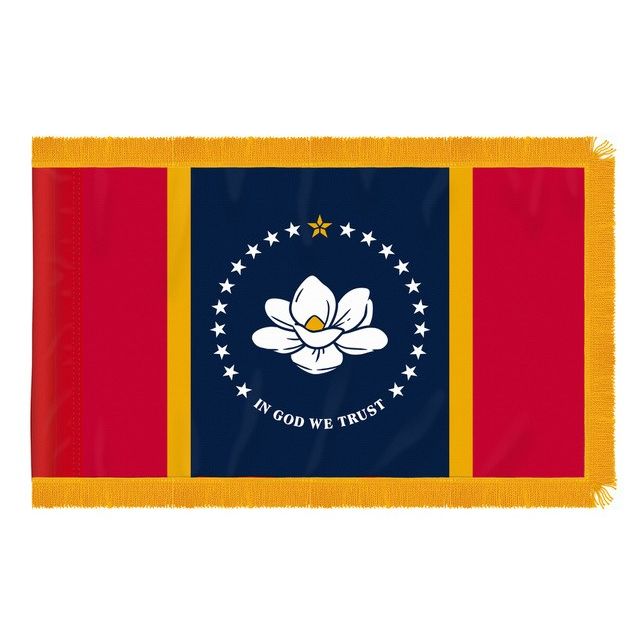 Mississippi Magnolia State Flag 3'X5' ® 200D NYLON DBL SD SLEEVE AND FRINGE