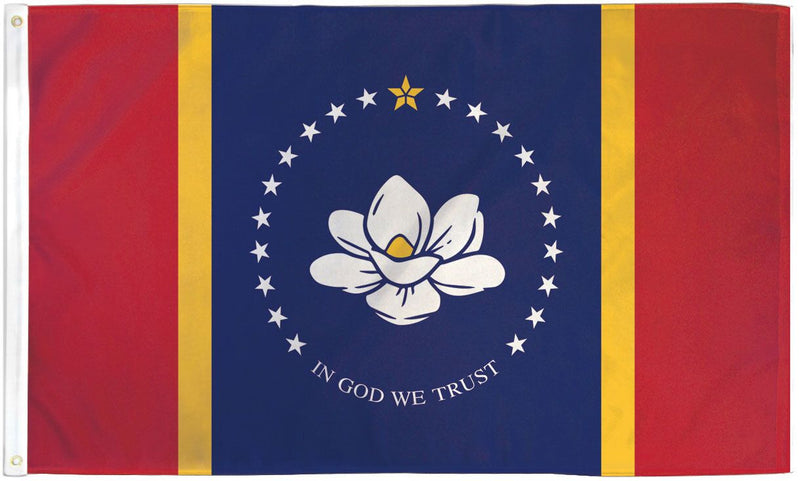 Mississippi Magnolia 3'X5' Flag Rough Tex® 600D 2Ply Embroidered