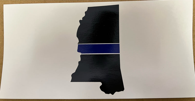 Mississippi Map Police Blue Line Bumper Sticker