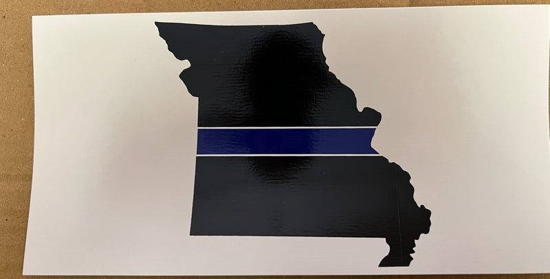 Missouri Map Police Blue Line Bumper Sticker