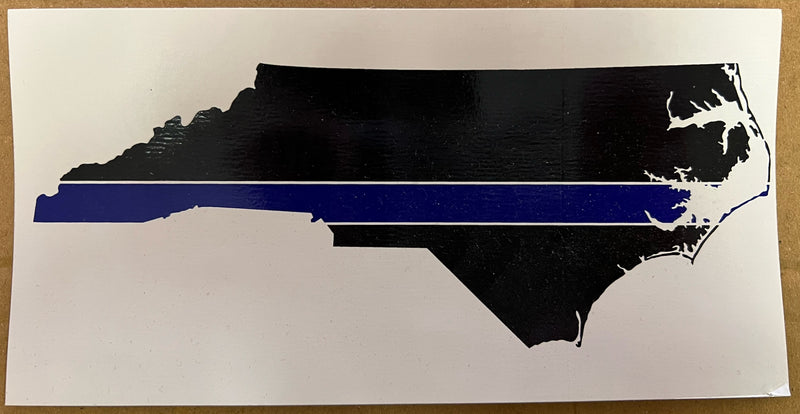 North Carolina Map Police Blue Line Bumper Sticker