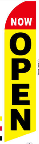 Now Open Yellow 11.5'x2.5' Swooper Flag Rough Tex® Knit Feather