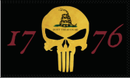 3'X5' 100D BLACK GADSDEN PUNISHER 1776 FLAG DBL SIDED DOUBLE SIDED