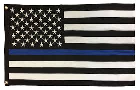 POLICE BLUE STRIPE BLACK AND WHITE AMERICAN 2X3 2-PLY POLYESTER FLAG
