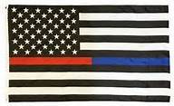 USA POLICE AND FIRE BLACK AND WHITE AMERICAN FLAG 3X5