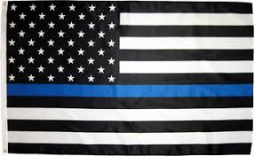 POLICE BLUE STRIPE ON BLACK AND WHITE AMERICAN FLAG 2X3 POLYESTER