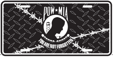 POW MIA You Are No Forgotten Barbed Wire Embossed American Aluminum Military License Plate Car Tag Diamond Cut