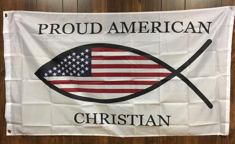 PROUD CHRISTIAN AMERICAN OFFICIAL FLAG 3'X5' FLAGS BY THE DOZEN WHOLESALE PER DESIGN!