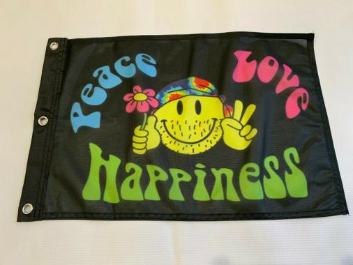 Peace Love Happiness 2'x3' Flag ROUGH TEX® 100D