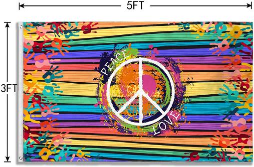 Peace and Love Rainbow 3'X5' Flag ROUGH TEX® 100D
