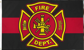 Fire Department Red Line Double Sided Flag 100D Rough Tex ® 3'X5'