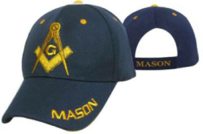 FreeMason  - Cap Masonic Navy Blue Gold Embroidered Square & Compass