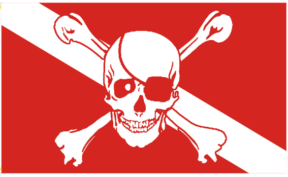 Pirate Diver Skull n Bones 3'X5' Flag Rough Tex® 100D