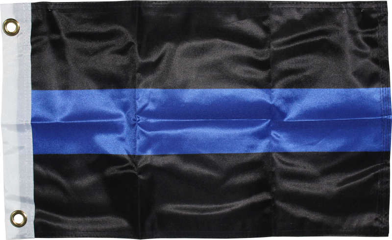 POLICE THIN BLUE LINE BOAT FLAG 12"X18" DOUBLE SIDED ROUGH TEX 115D KNIT