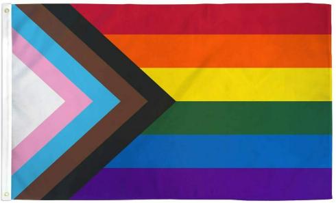 Progressive Rainbow Pride 4"x6" Desk Stick Flag Rough Tex® 68D